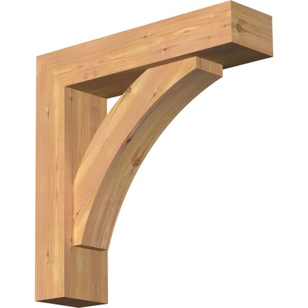 Ekena Millwork Thorton Block Smooth Bracket w/ Offset Brace, Western Red Cedar, 5 1/2"W x 22"D x 22"H BKT0604X22X22THR05SWR